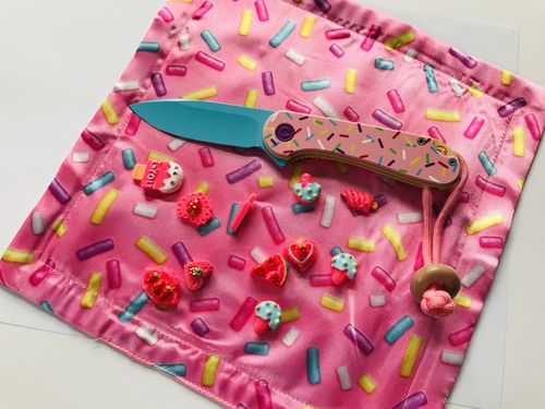 MyHanky Dessert Warrior Pink EDC Sprinkles Donut Handkerchief Hand Made Exclusive Civivi/Boker